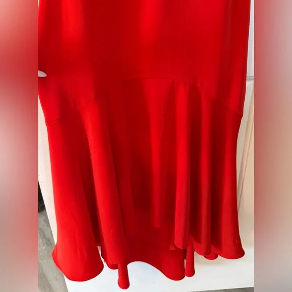 Belle Badgley Mischka Red Halter Midi Dress Size 4 NWT Formal Cocktail Wedding - Picture 2 of 7